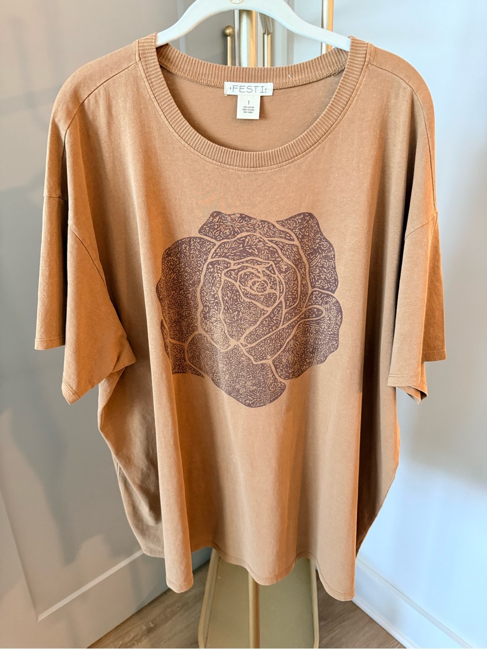 torrid Tan Graphic Rose Short Sleeve Tee
